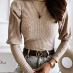 Women's New Pile High Collar Pullover With Bottom Sweater