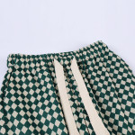 Elastic Waist Wide Leg Diamond Check Casual Pants