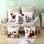 Pet Printing Christmas Peach Skin Fabric Pillow Cover