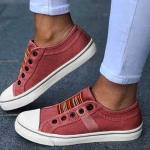  Laceless Canvas Casual Shoes Fashion Sneakers Flat Platform Loafers