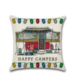 New Cartoon Camper RV Dining Car Series Linen Pillow Case