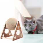 Wooden Cat Catching Treadmill Ball Toy Cat Grinding Claw Sisal Rope Ball, Cat Scratching Ball On Stand, Interactive Solid Wood Cat Catching Ball Pet Toy