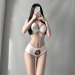 Ladies Lip Cartoon Print Mid-low Waist Milk Fiber Panties