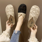 Linen Heelless One-foot Hollow Sandals