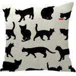 Home Halloween Linen Pillowcase Cat Cushion Cover
