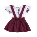 Patricia Floral Set Toddler Kids Baby Girls Floral Romper Suspender Skirt Overalls 2PCS Outfits Baby Clothing