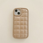 Milk Tea Solid Color Grid Mobile Phone Shell