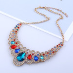 The big European and American fashion color alloy diamond necklace earrings set bride jewelry factory direct