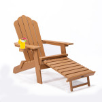 TALE Folding Adirondack Chair With Pullout Ottoman With Cup Holder, Oaversized, Poly Lumber, For Patio Deck Garden, Backyard Furniture, Easy To Install,.Banned From Selling On Amazon