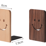 Wooden Bookends With Metal Base Heavy Duty Black Walnut Book Stand With Anti-Skid Dots For Office Desktop Or Shelves