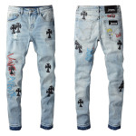 High Street Print Light Blue Cross Jeans