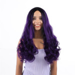 Gradient Color Two-color Gradient Big Wave Black Purple Middle Part