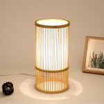 Tea Room Bamboo Woven Table Lamp Study Night Light Adjustable Light Warm Zen Bedside Lamp