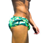 Green leaf seaside sexy triangle swim trunks