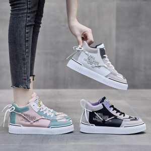 Ins High Top White Shoes Female 2021 Spring New Student Running Shoes Female Korean Flat Street Shoes