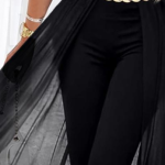 Black Mesh V-neck Patchwork Jumpsuit