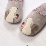 Cute Cartoon Squirrel Affixed Cloth Embroidered Slippers Indoor Non-slip Couple Platform Slippers