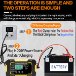 Intelligent Pulse Repair Charger Car Motorcycle Battery Charger 12V For Auto Moto Lead Acid AGM Gel VRLA Smart Charging Digital LCD Display