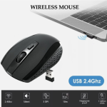 2.4GHz BLACK WIRELESS USB MOUSE SCROLL CORDLESS OPTICAL FOR PC LAPTOP UK