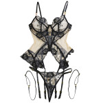 Bra Set Mesh See-through Thin Lace Underwear Three-piece Set