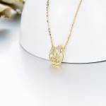 Double Cats Pendant Necklace in 14K Gold 