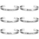 Fashion Silver Plated Medical Alert Cuff Bracelet EPILEPSY Diabetic Allergy Stainless Steel Bangle For Women Men