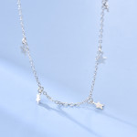 S925 Silver Star Tassel Necklace For Women Simple