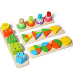 Early Childhood Education Sets Of Column Baby Geometric Intelligence Board Shape Matching Building Blocks Toys