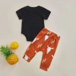 Boys' Letters Short-sleeved Jumpsuit Cow Head Print Pants Two-piece Set