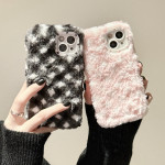 Women's Fashionable Plush Plaid Mobile Phone Case