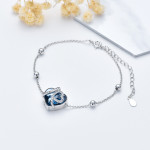 Heart Cremation Bracelet with Crystal from Austria in White Gold Plated Sterling Silver