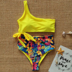 One Shoulder Strap Bikini Print New Swimsuit