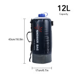 12L Outdoor Camping Shower Bag Folding Water Bag Container Sack With Air Pump 1.9m Hose Shower Head For Hiking Picnic Tourism