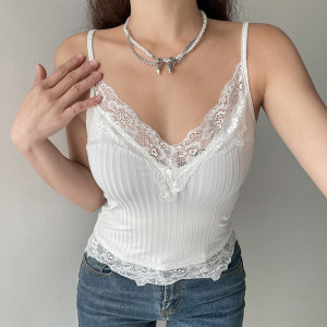 European And American New Women's Sexy Irregular V-neck Lace Small Sling