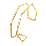 Stainless Steel C-shaped Opening Bracelet Gold Women's