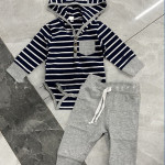 Striped Hooded Long-sleeved Jumper With Trousers