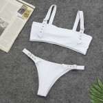 Solid Color Row Eye Strap Bikini