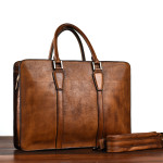 New Men's Handbag Vegetable Tanned Leather Retro Horizontal