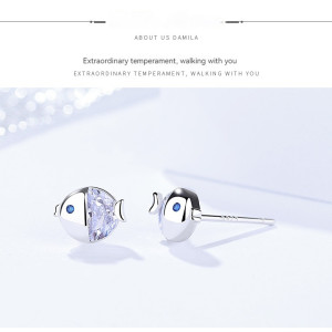 S925 Sterling Silver All-match And Fresh Kissing Gourami Stud Earrings