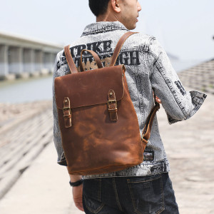 Men's Vintage Top Layer Cowhide Backpack