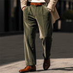 Men's Formal Velvet Front Pocket Straight Trousers