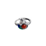 Women's Red Agate Cute Fox Adjustable Ring