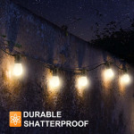 48FT Solar Outdoor String Lights With 15 Bulbs S14 Waterproof LED Patio Lights With 4 Lighting Modes For Garden, Party