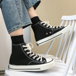 Oynn high top canvas shoes women''s 2021 new prone Bear Pendant replica 1970s black flat bottom shoes