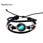 Twelve constellation glass piece couple bracelet