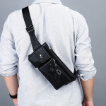 Men's Leather Top Layer Cowhide Running Chest Bag