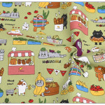 Thick Cotton Cute Cat Print Fabric Handmade DIY Mouth Gold Bag Tablecloth Cloth Cotton Pure Cotton