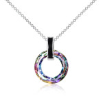 925 Silver Circle Crystal Pendant Necklace for Women Girls 