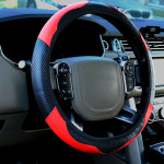 Car SUV Red Universal Microfiber Leather Steering Wheel Cover 15inch For Honda Jeep