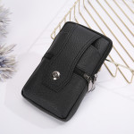 Men's Leather Phone Bag Eyelet Buckle Large Size Waterproof